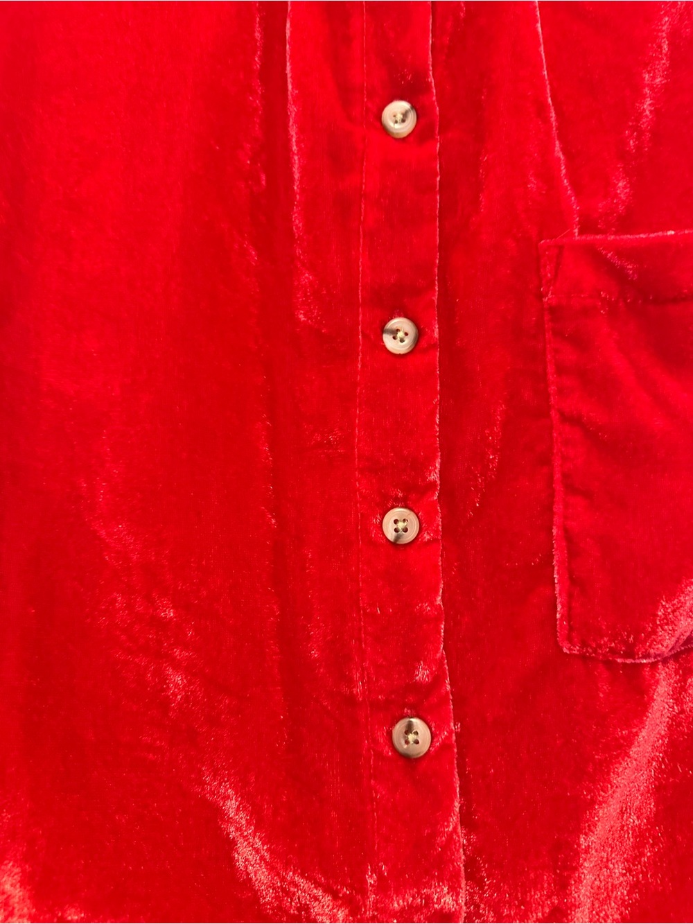 Pilcro Anthropologie Holiday Ready Red Velvet Button-Down Blouse - Picture 3 of 4